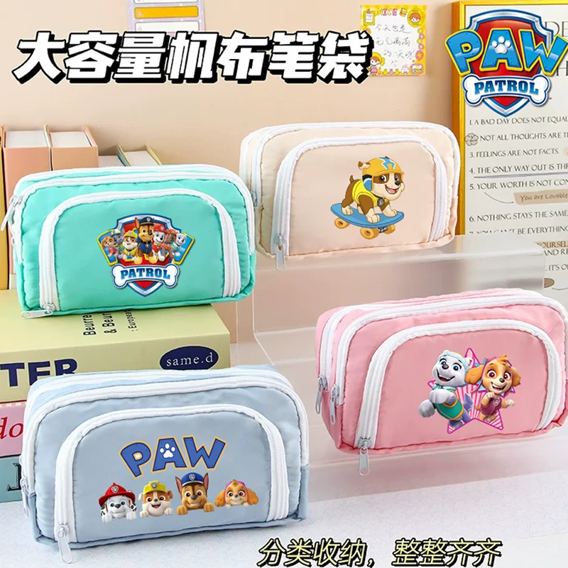 Paw Patrol Stationery Box Multi-layered Big Capacity Student Pencil Case Cute Anime Chase Skye Storage Bag Pencil Bags Kids Gift