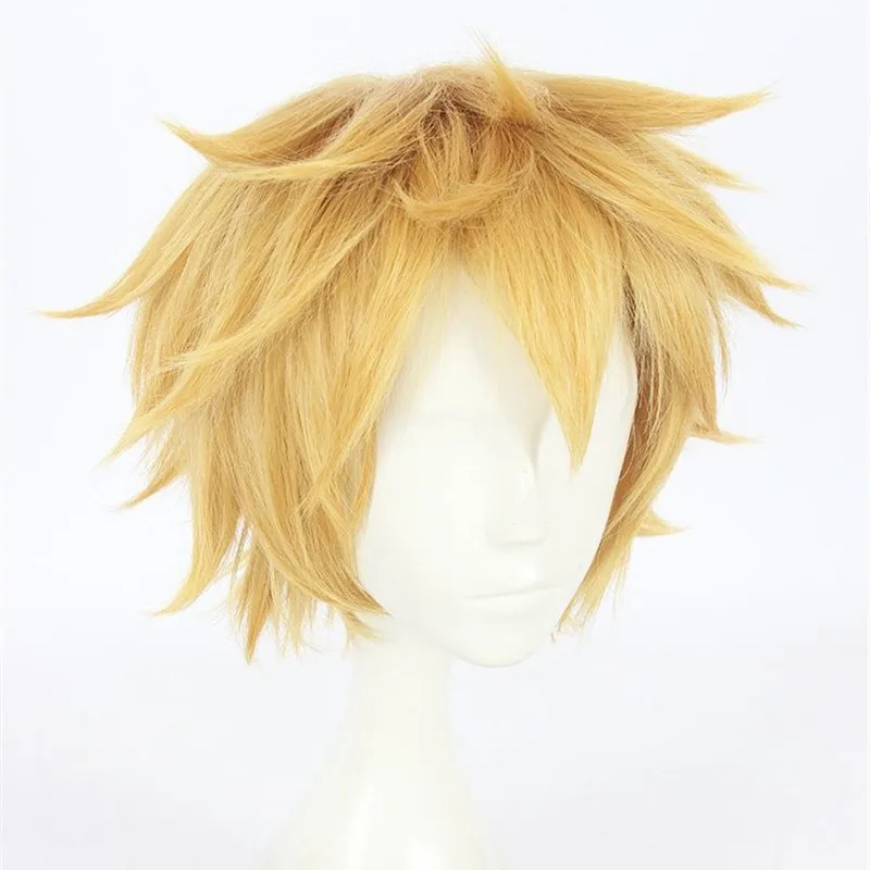 Célula de trabajo Cosplay Killer T Cell Golden Yellow Cos peluca gorro de peluca de seda de alta temperatura