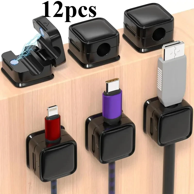 Magnetic Cable Clips Cable Smooth Adjustable Cord Holder Under Desk Cable Management Wire Keeper Cable Organizer Holder
