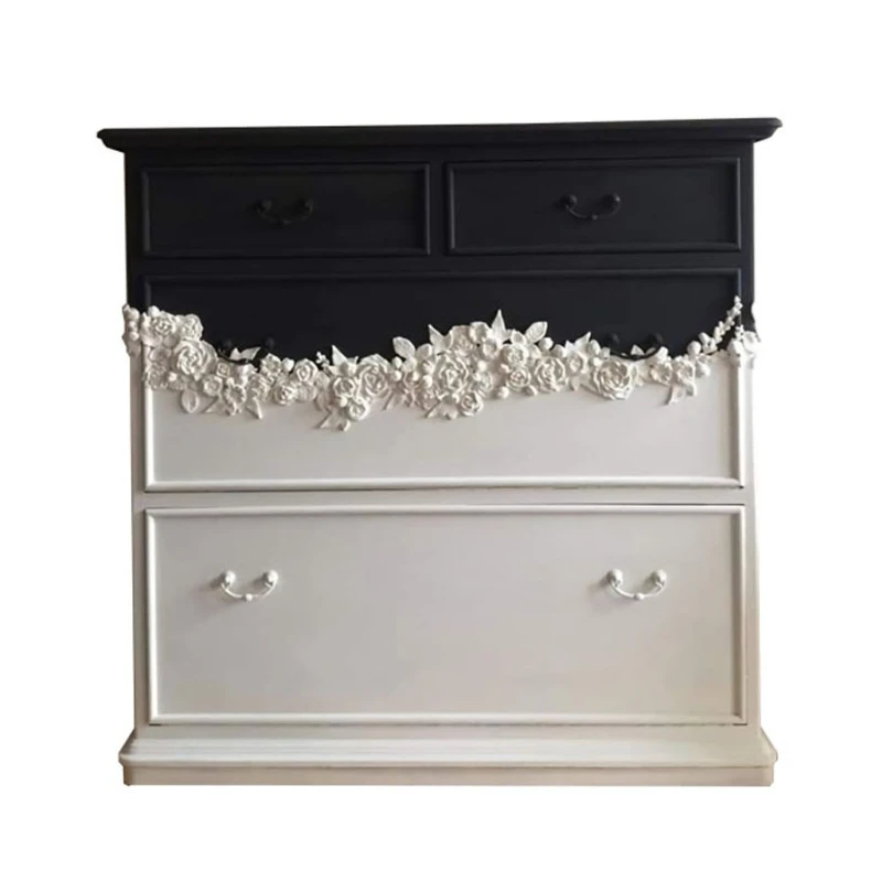 

French retro solid wood carving flower chest cabinet living room bedroom drawer storage locker personalized