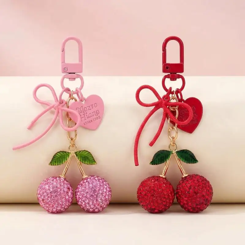 1 Stück Kreatives Herz-Schmetterling-Schleife-Kirsch-Taschenzubehör, Niedlicher Frucht-Kirsch-Schlüsselanhänger, Modischer Autoschlüsselring, Geschenk – Detail 5