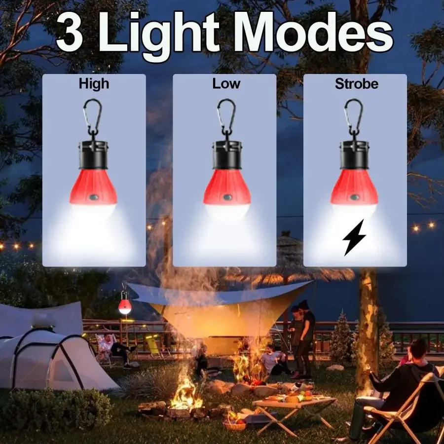 Lampu LED Kemah luar ruangan, lampu tenda tahan air, lampu darurat, lentera portabel, aksesori berkemah untuk Backpacking Hiking