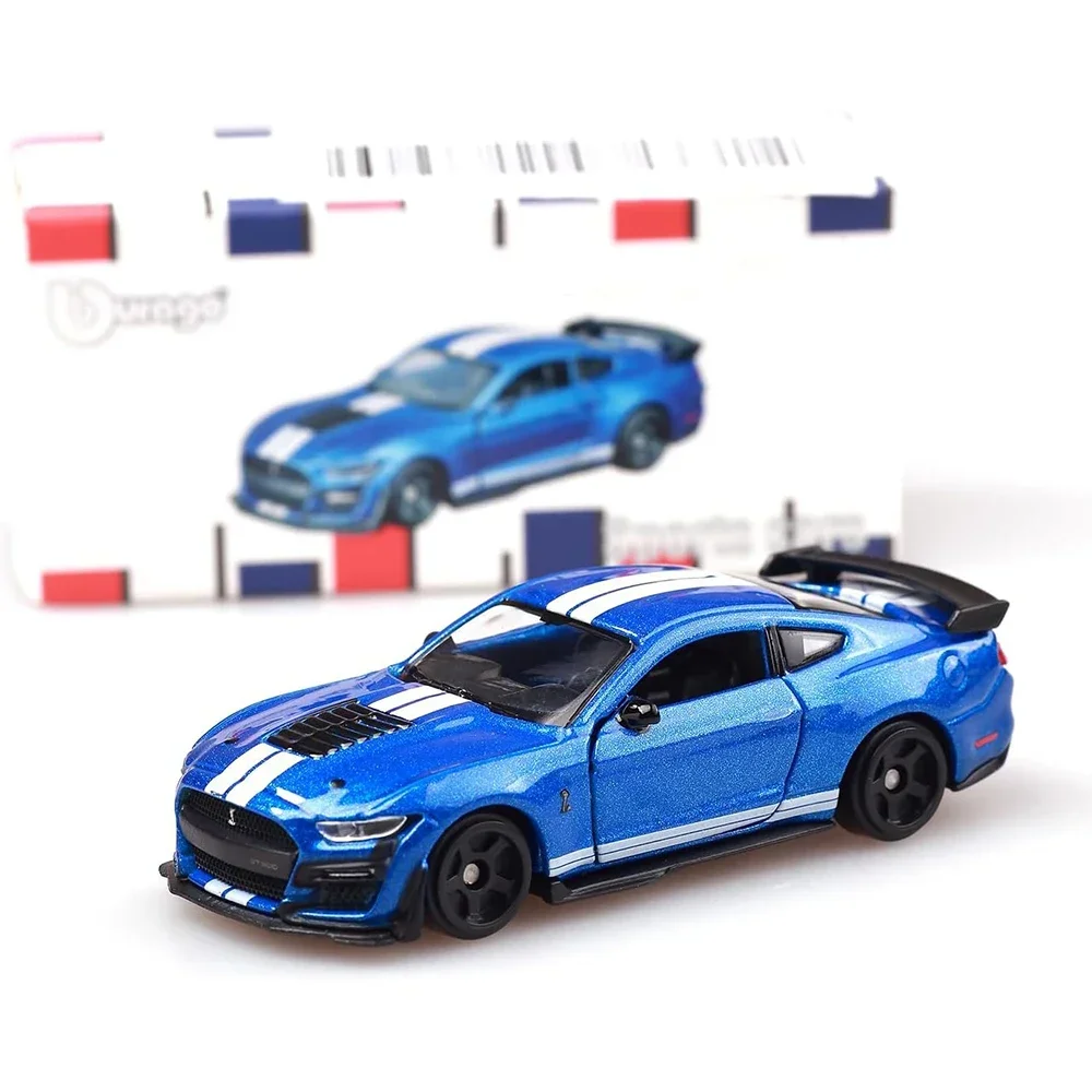 Bburago-Modelo de carro de fundição infantil, liga de metal, brinquedo de coleção, escala 1:64, Mustang Shelby GT500, presente infantil, 2020