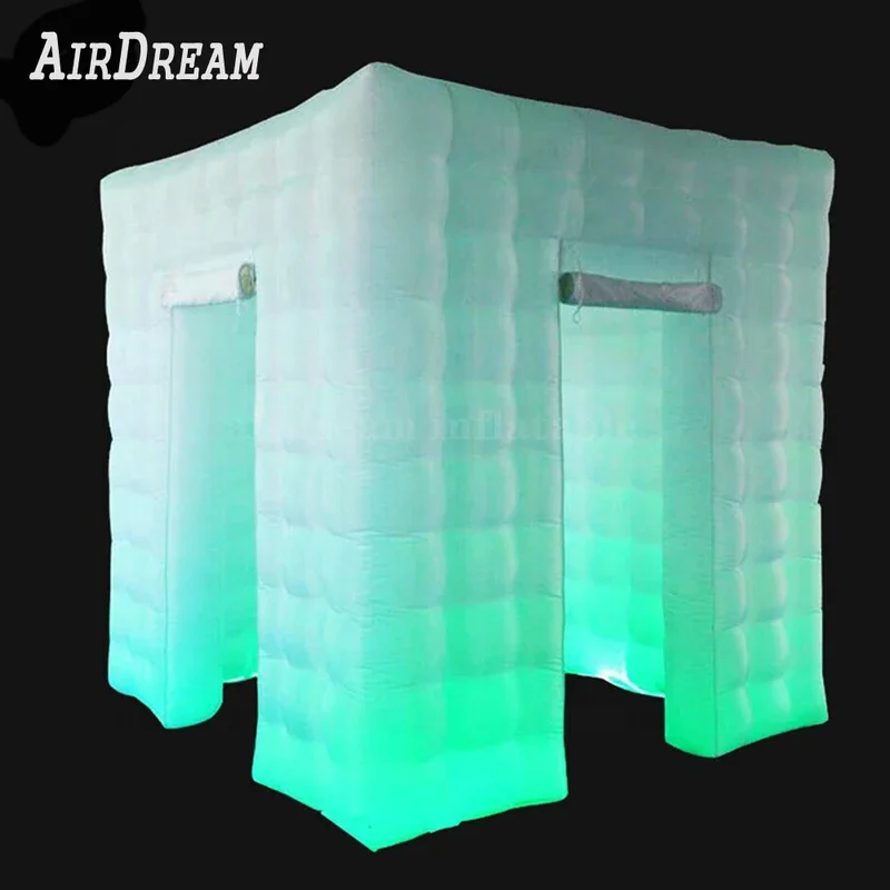 Cabine fotográfica inflável de alta qualidade, atacado, cabine portátil selfie com led completo em torno do cubo, cabine fotográfica para publicidade