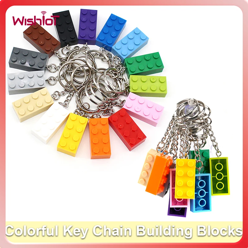 

Colorful Key Chain Building Blocks DIY Small Pellet Creative Hanging Ring MOC Technical 2×4 high brick Child's Gift #T3