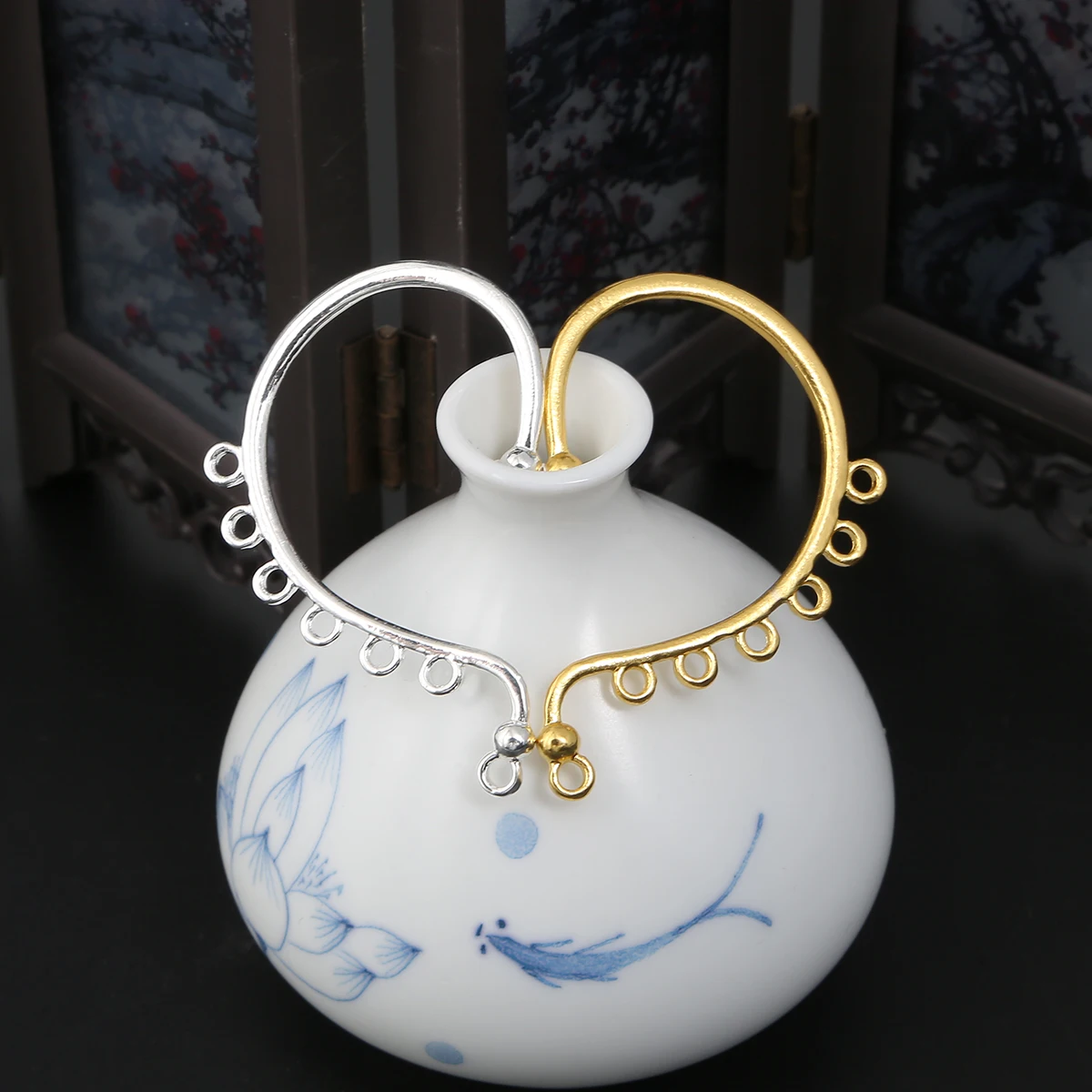 

2pcs Earrings Hoops Silver Big Circle Ear Hoops Buckle Stud Earrings Wires Blank Base For DIY Tassel Drop Jewelry Making