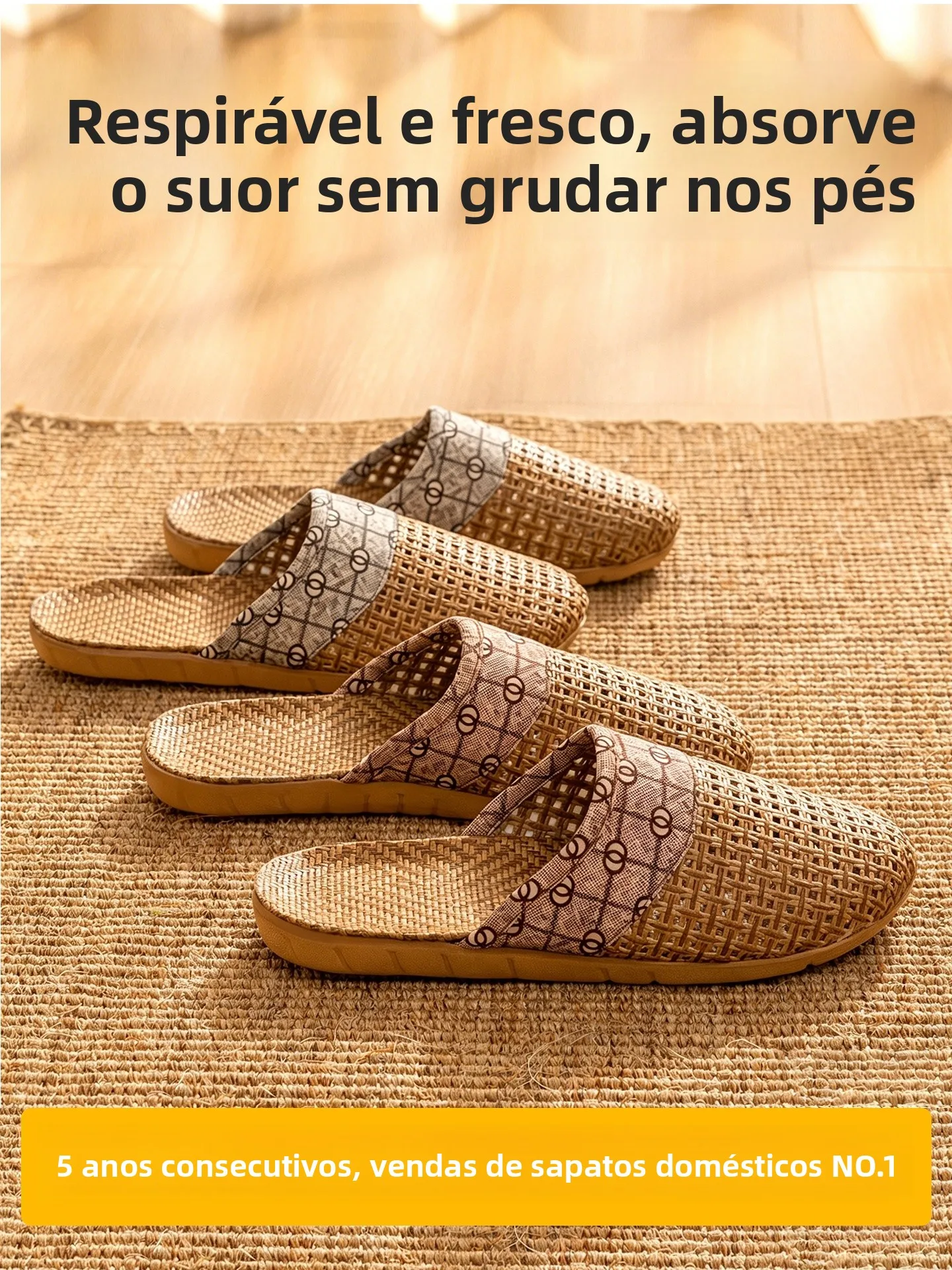 Chinelos de Linho Lidan 2026: Novo Estilo Feminino e Masculino, Respiráveis, Absorventes, Antiodor, para Uso Interno e Domést...