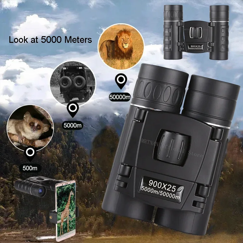 900X25 50000m Zoom Telescope Professional BAK4 HD Powerful Binoculars Long Range Portable Monocular or Camping Tourism Outdoor