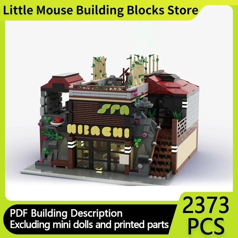 

City Street View Model MOC Building Bricks Restaurant And Day Spa Modular Technology Gifts Holiday Assemble Children Toys Suit