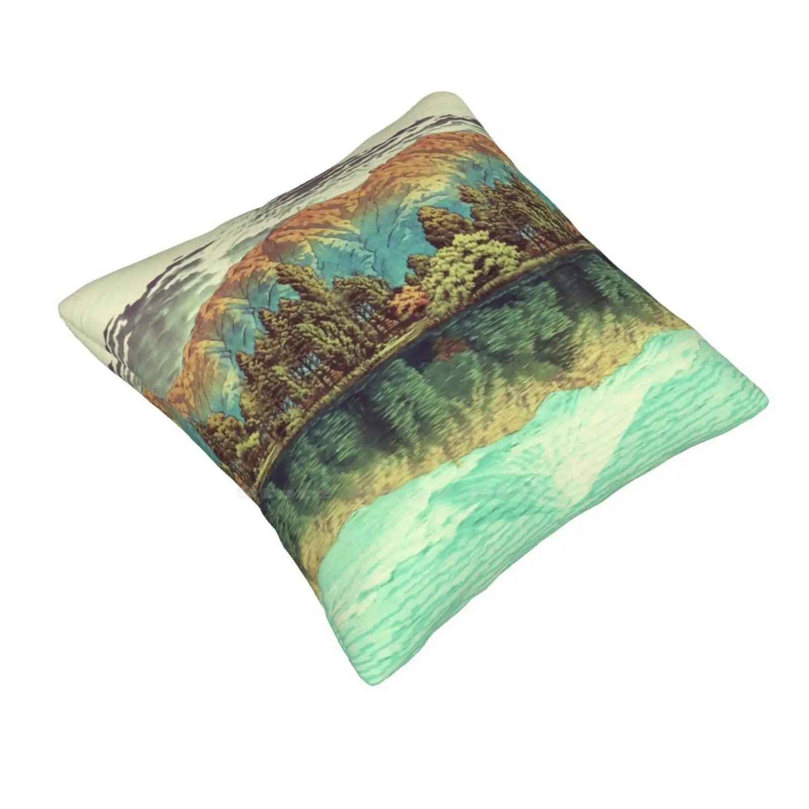 The Unknown Hills In Kamakura Fashion Sofa Throw Pillow Cover Pillowcase Japanese Ukiyo E Colorful Hills Lake Reflection Sunset