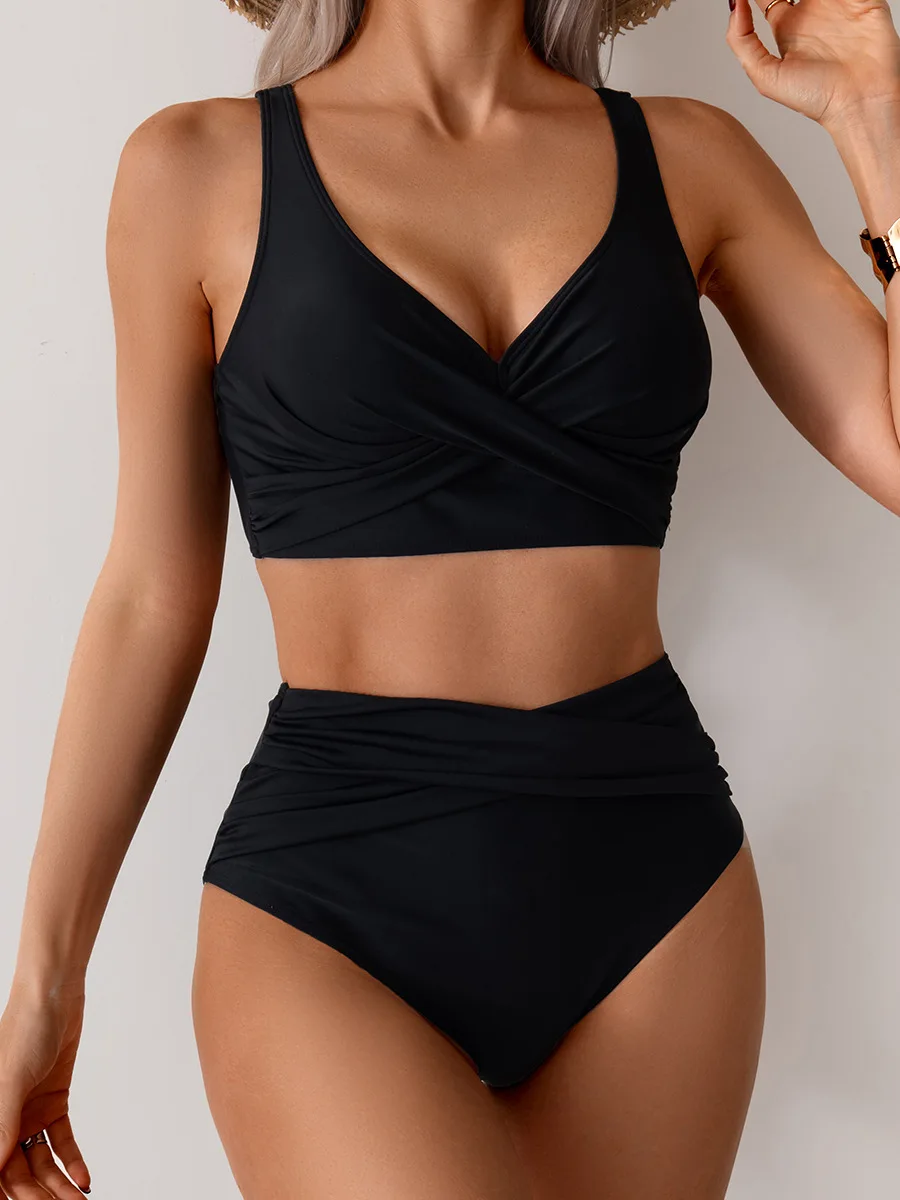 Summer 2026 High-Waisted Split Bikini Set Women's Swimsuit New Stylish Design for Fashionable Beachwear