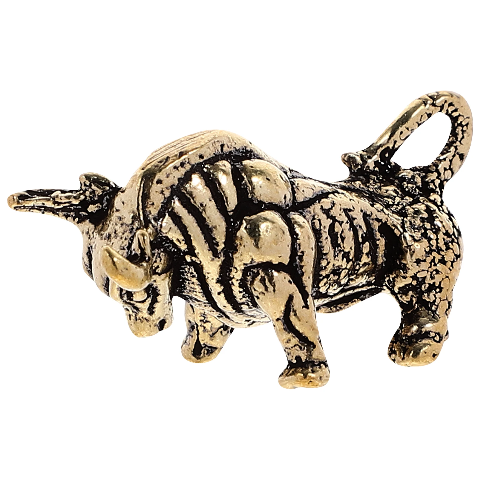 

2pcs Brass Bull Keychain Pendant FengShui Animal Zodiac Ox Decor Wealth Small Desk Accessories Jewelry Craft Bag Charm