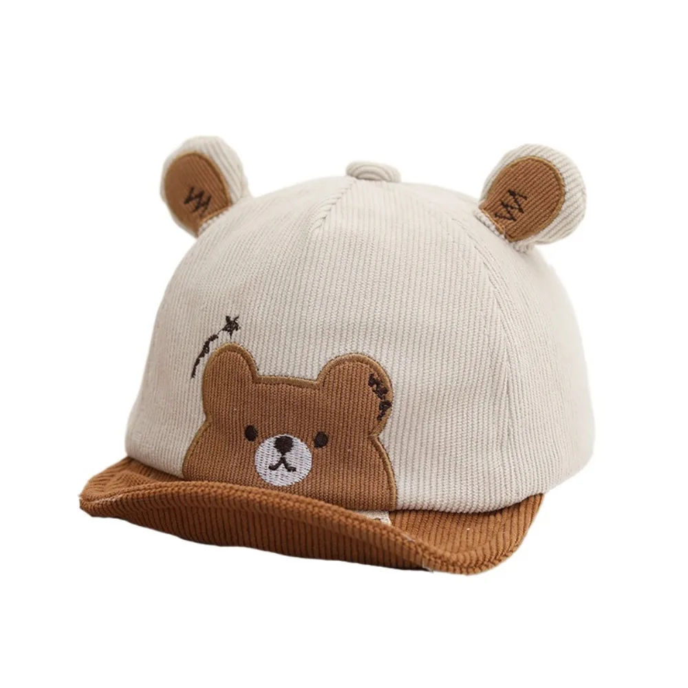 

Cute Cotton Infant Bucket Hat Cartoon Bear Wide Brim Baby Sunhat Kawaii Sunscreen Newborn Flat Cap Toddle