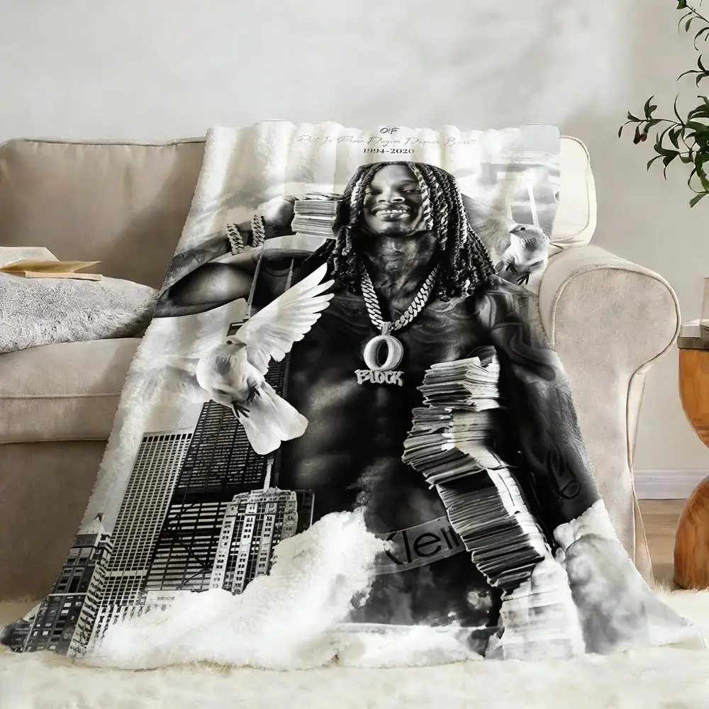 K-King Von Rapper Throw Flannel Fluffy Soft Blanket Warm Skin-Friendly Throw For Sofa Bed Office Nap Winter