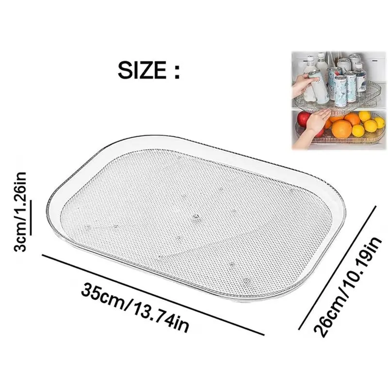 ABUN Turntable Organizer for Refrigerator, 360 Rotatable Rectangle Storage Rack, Clear Acrylic Lazy Susan Tray for Kitchen
