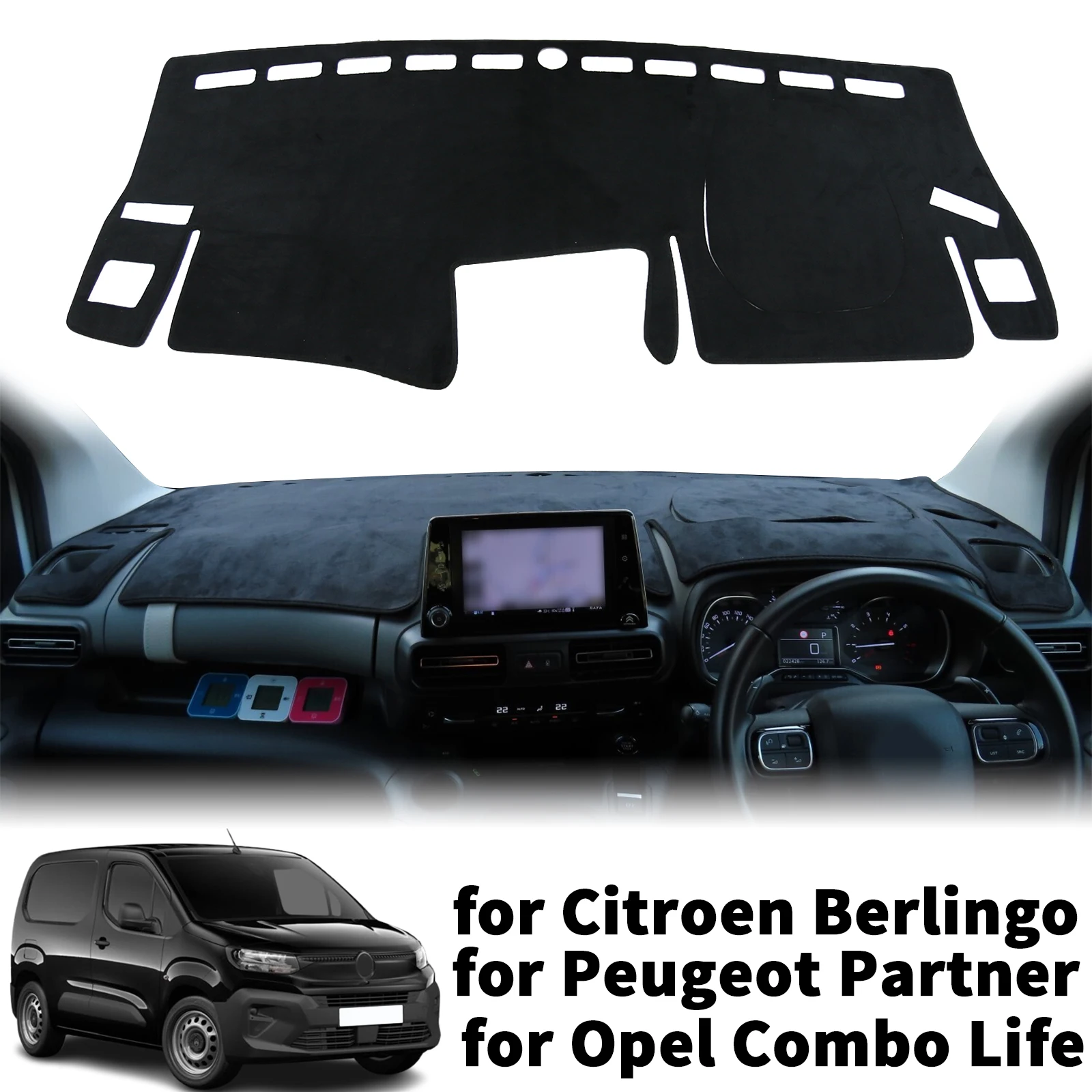 

for Citroen Berlingo for Opel Combo Life for Peugeot Partner 2019-2022 Dashboard Cover Pad Protective Carpet DashMat Sunshade