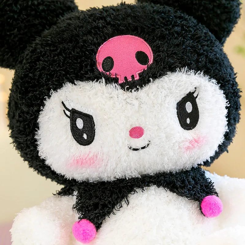 45cm duży rozmiar Sanrio Kuromi pluszowa zabawka dla dzieci zabawki z kreskówki pluszaki lalki dziewczynki mały diabeł ciemna Kuromi lalka dla dzieci