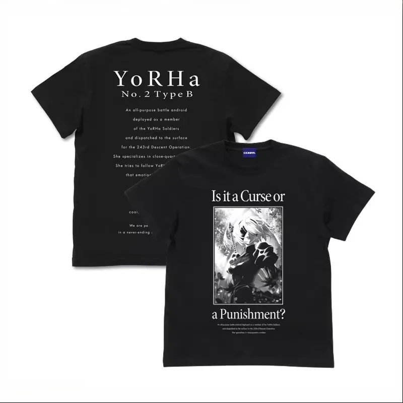 Camiseta de Anime NieR Automata Game Ver1.1a 2B, personaje YoRHa, camiseta Unisex para hombres y mujeres, camisetas de manga corta