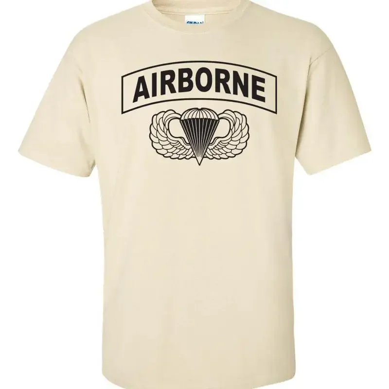 Airborne Hardcore Paratrooper Jump Wings 82nd 101st SAND Men's T Shirt 1617