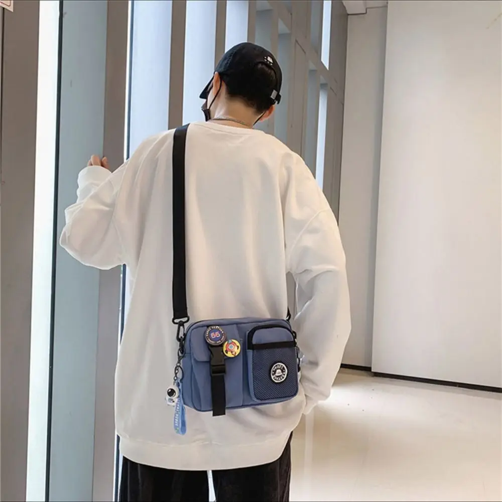 Kleine sneldrogende canvas schoudertas draagbare harajuku mannen crossbody tas rits zakje casual mobiele telefoon pack unisex