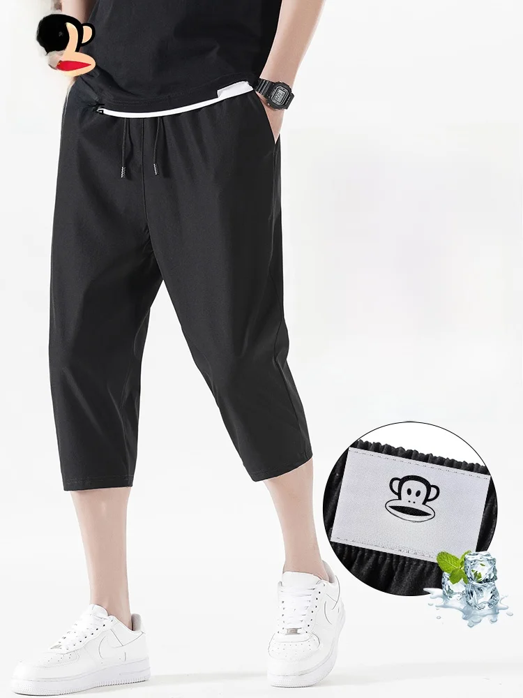 

PaulFrank Summer Ice Silk Ultra-Thin Casual Seven-Foot Pants Men's New Versatile Straight-Leg Sports Pants Loose Fit Youthful...