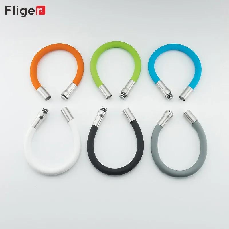 Fliger Kitchen Faucet Accessories  360° Rotating Silicone Flexible Hose Colorful Water Tap Pipe Tube for Bathroom Wash Basin