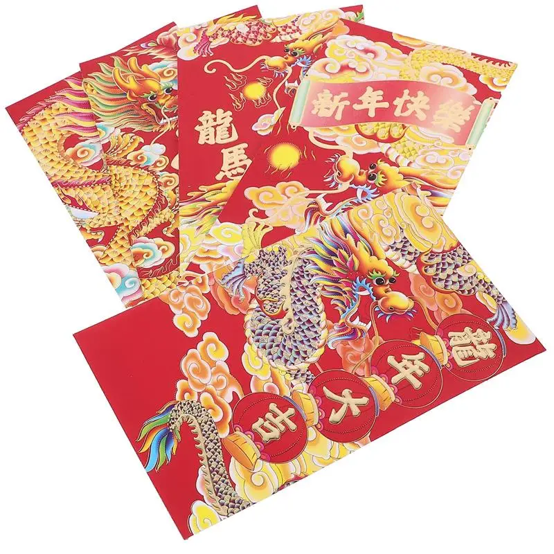 30 Pz 2024 HongBao Drago Anno 2023 Capodanno Cinese Soldi Fortunati Moneys Capodanno 2024 Drago Modello di Carta Cinese Fortunato