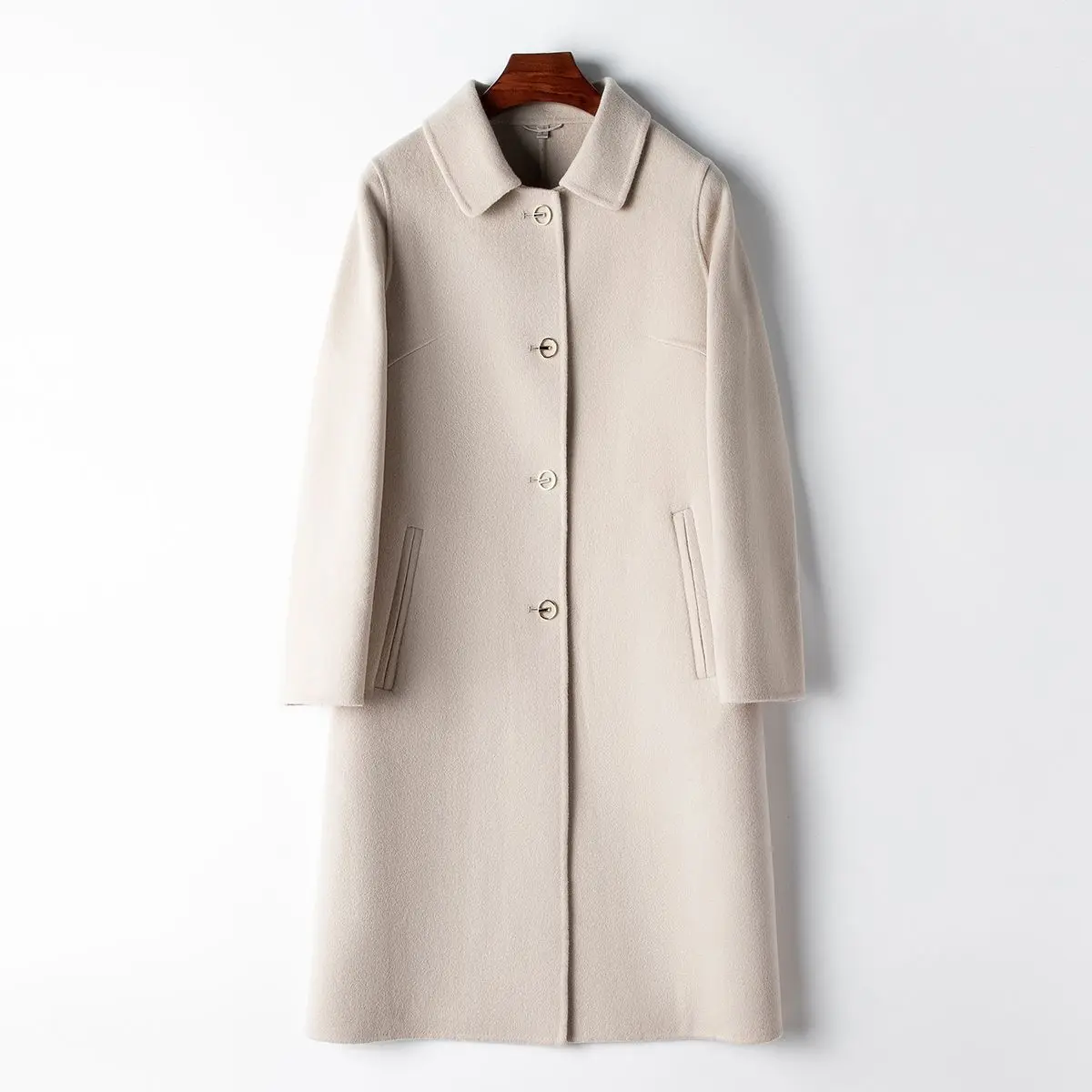 2024 spring 93.4 wool 6.6 cashmere double-sided woolen women's Haining casual temperament woolen coat