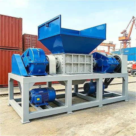 Industrial Shredder Double Shaft Rubber Recycling Machine Whole Truck Tires Steel Belt Separation Crumb Rubber Production Custom