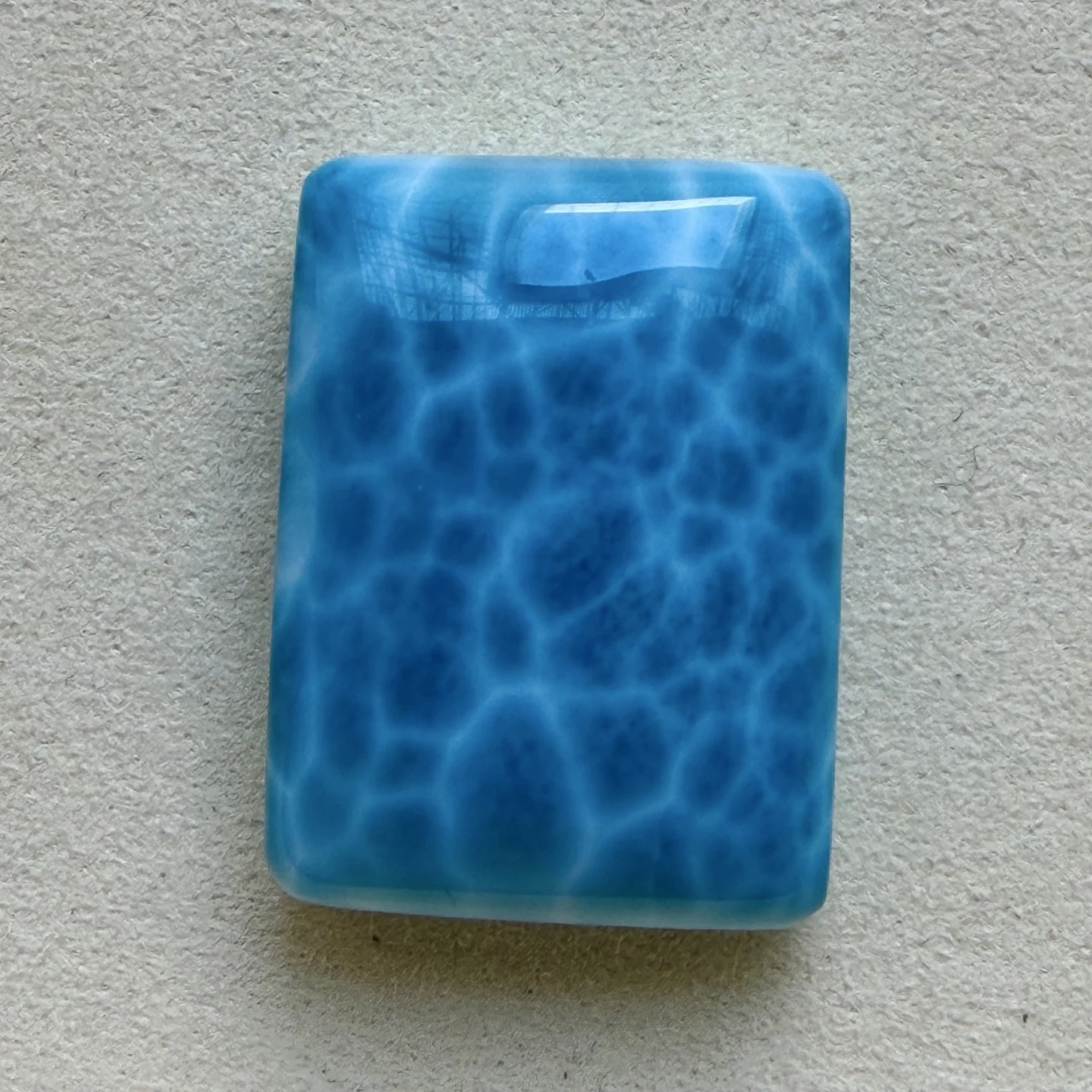 Natural Blue Larimar Pendant Gemstone Necklace 34/25.3/11.7mm Rectangle Women Men Larimar 18K Gold Fashion Jewelry AAAAAA