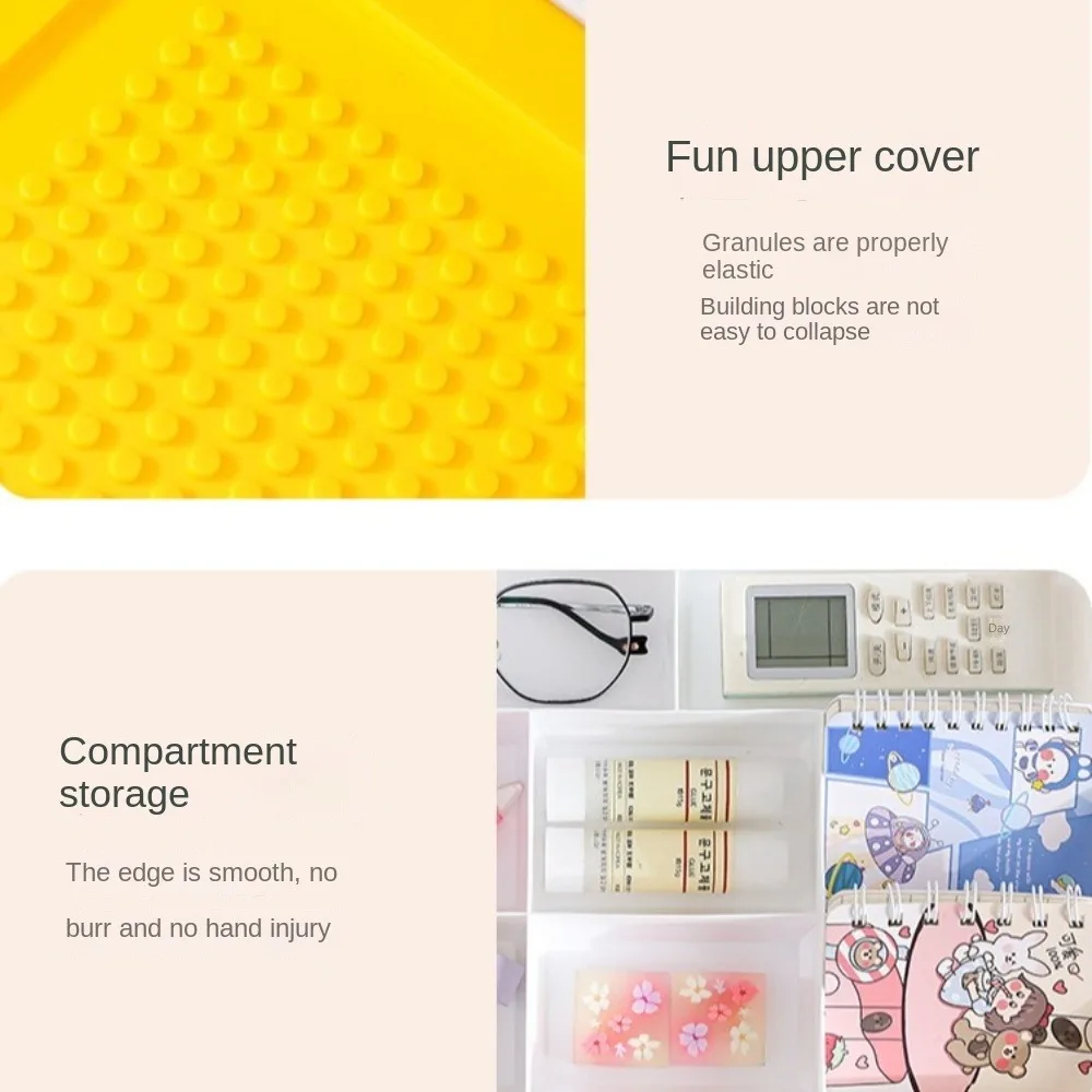 

2 Layers Building Blocks Storage Box Removable Cover Clear Children's Organizer Stackable with Dividers Particle Holder