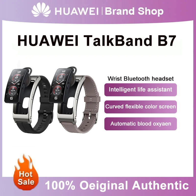 NEW Huawei TalkBand B7 Sports Bracelet Intelligent Bracelet Blood Oxygen Heart Rate Health Monitoring Wrist Bluetooth Headset