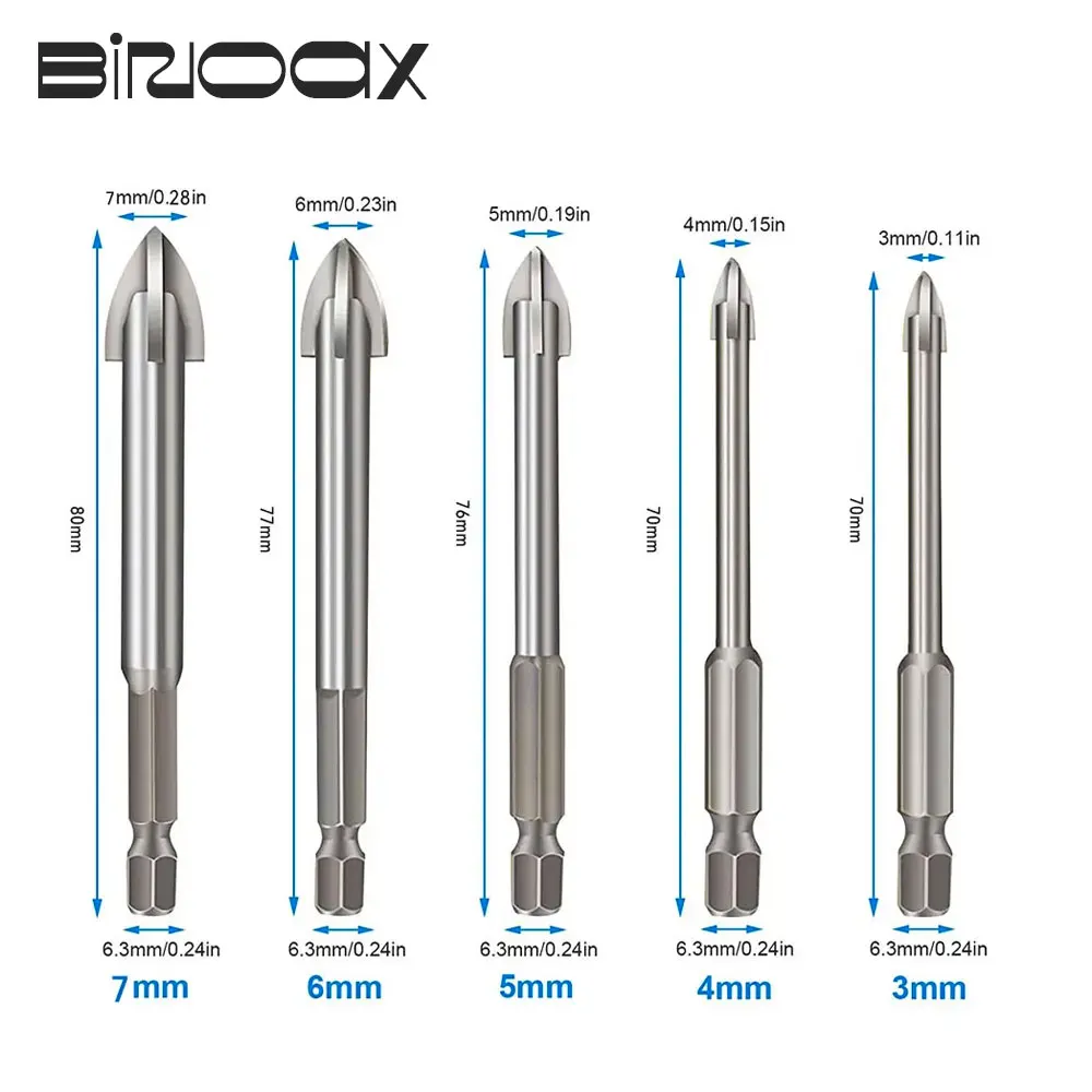 

Набор сверл для стеклянной плитки, комплект из 5 твердых насадок для бетона, дерева, стали, пластика, кирпичной кладки, бетона