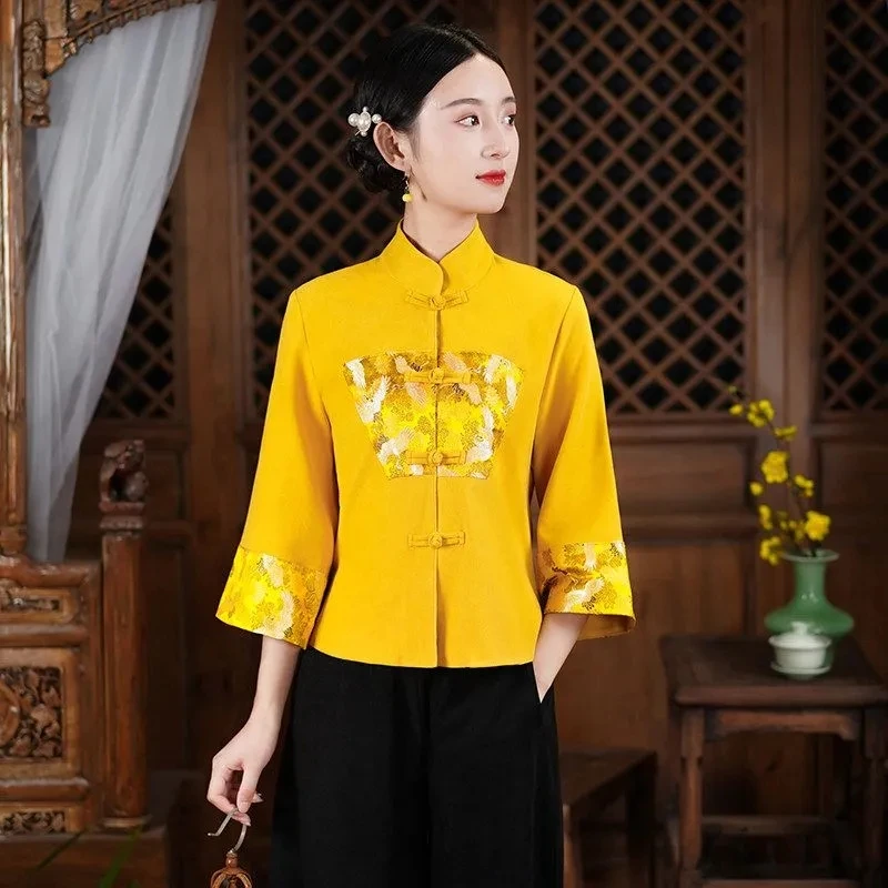 Women's Jacket  Outerwears New Chinese Style Retro Buckle Tang Suit Women's Hanfu Coat Plus Size Slim Temperament Fashion Trend