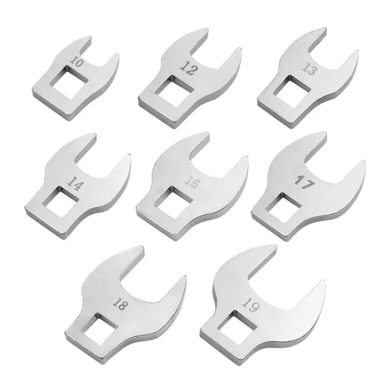 

C9GC 8Pcs 3/8inch Crowfoot Wrench Set 10-19mm Adjustable Spanner Wrench Set for Mechanical Work Access Fasteners Accessories