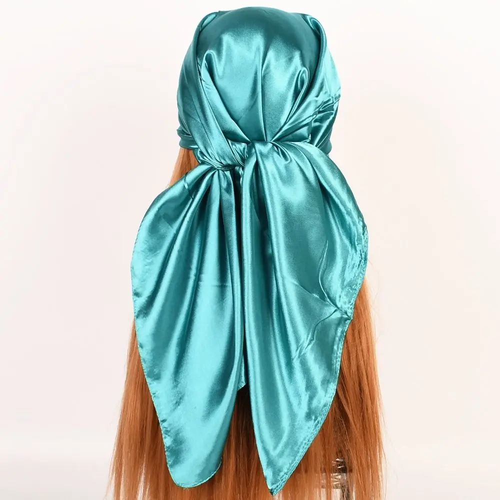 Women Head Scarf Square Silk Foulard Satin Bandana Cheveux Neckerchief Hijab Hair scarves Solid Color Head Scarf