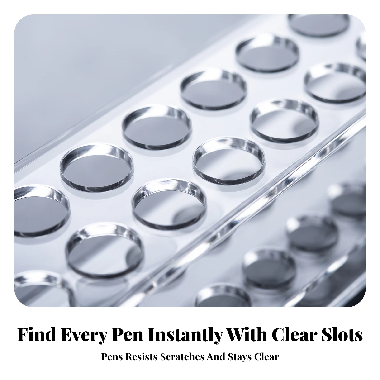 Marker Stand Clear Stepped Pen Holder Tiered Display Stand Space-Saving for Artists, Desk, Office