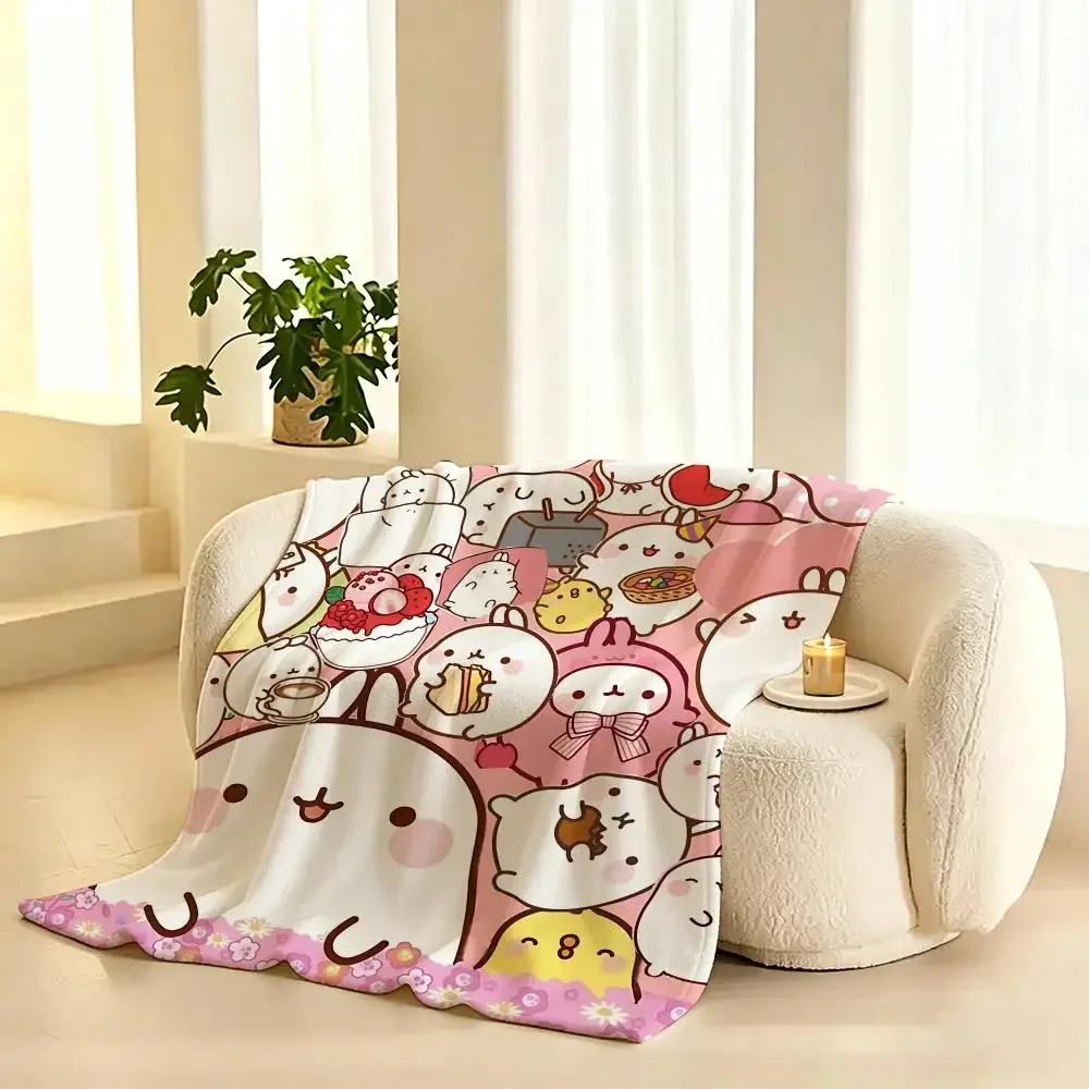 Molang Character Throw  flannel blanket, suitable for sofas, beds, offices,  exquisite gift blankets