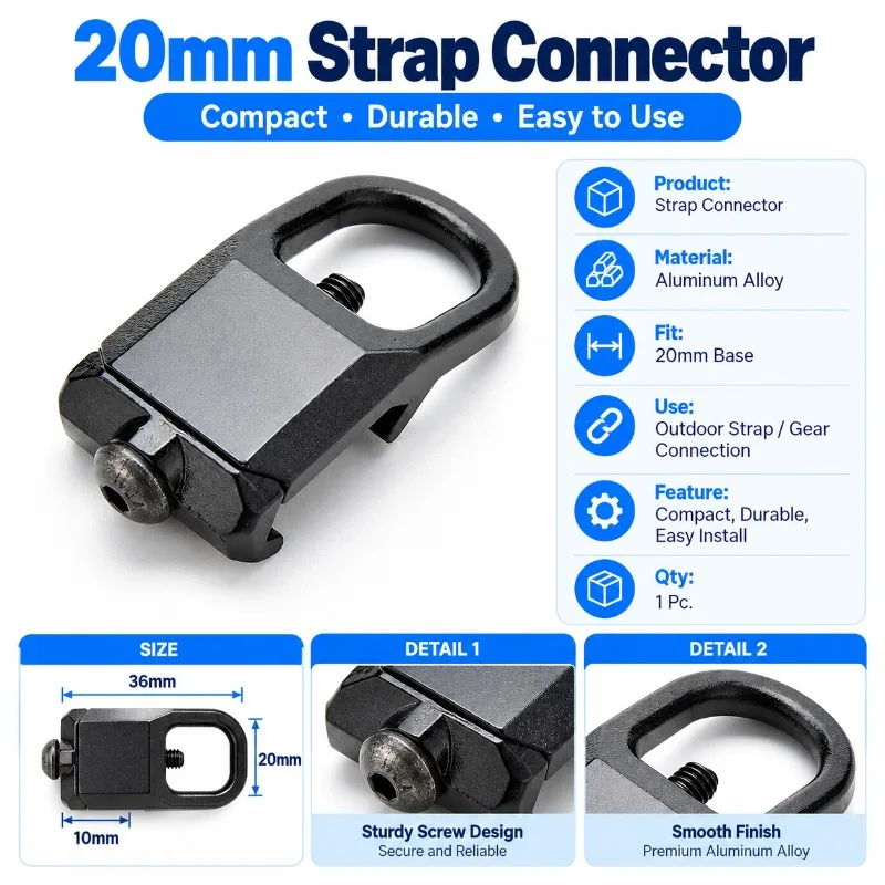 Outdoor Webbing Strap Connector 20mm Aluminum Alloy Buckle Fastening Ring for Fabric Belt Project