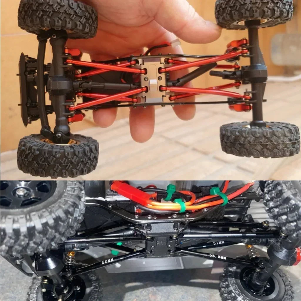 Juego de eslabones de chasis, actualización CNC para coche trepador de control remoto LWB 133,7mm Axial SCX24 AXI00001 C10 AXI00002 JLU Bronco AXI00006