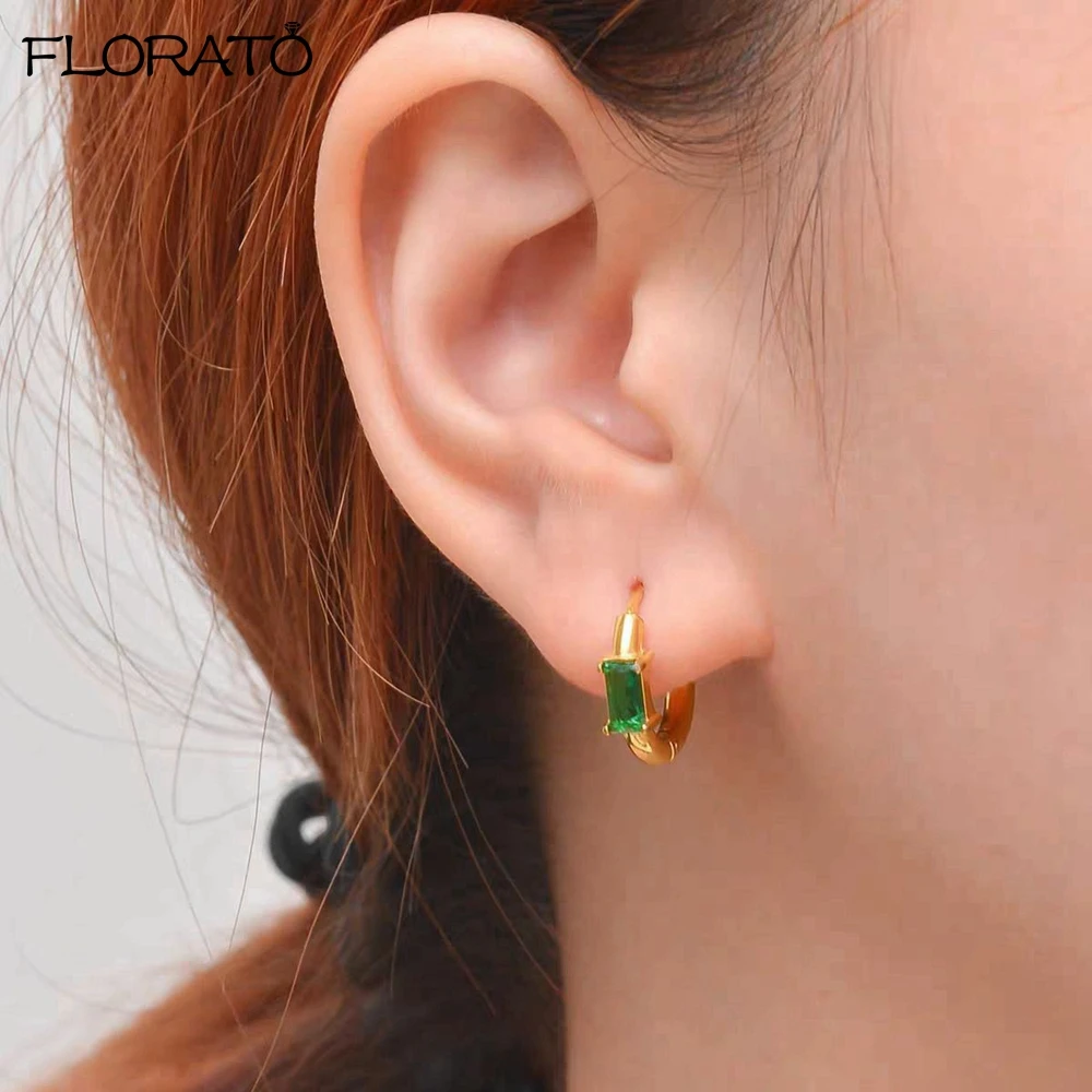 

925 Sterling Silver Needle Sparkling Zircon Earrings Fashion 24K Gold Hoop Earrings for Women High Quality Fine Jewelry Gifts