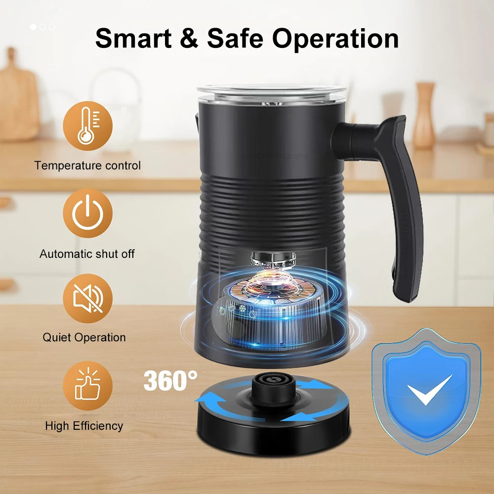 Electric Milk Frother Automatic Rotary Foamer for Coffee Cappuccino Latte 4 in 1 Hot and Cold Foam Maker Milk Frother Foamer