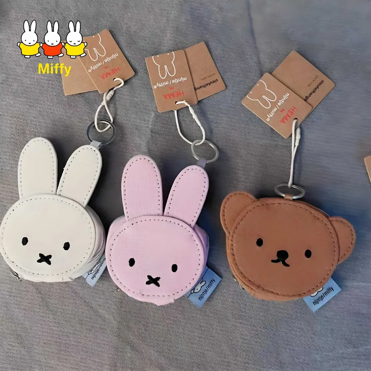 Kawaii Miiffy أرنب لطيف بوريس دمية دب المفاتيح محفظة نسائية للعملات المعدنية سماعة حقيبة الكرتون أنيمي بناتي القلب المدرسية هدية #1