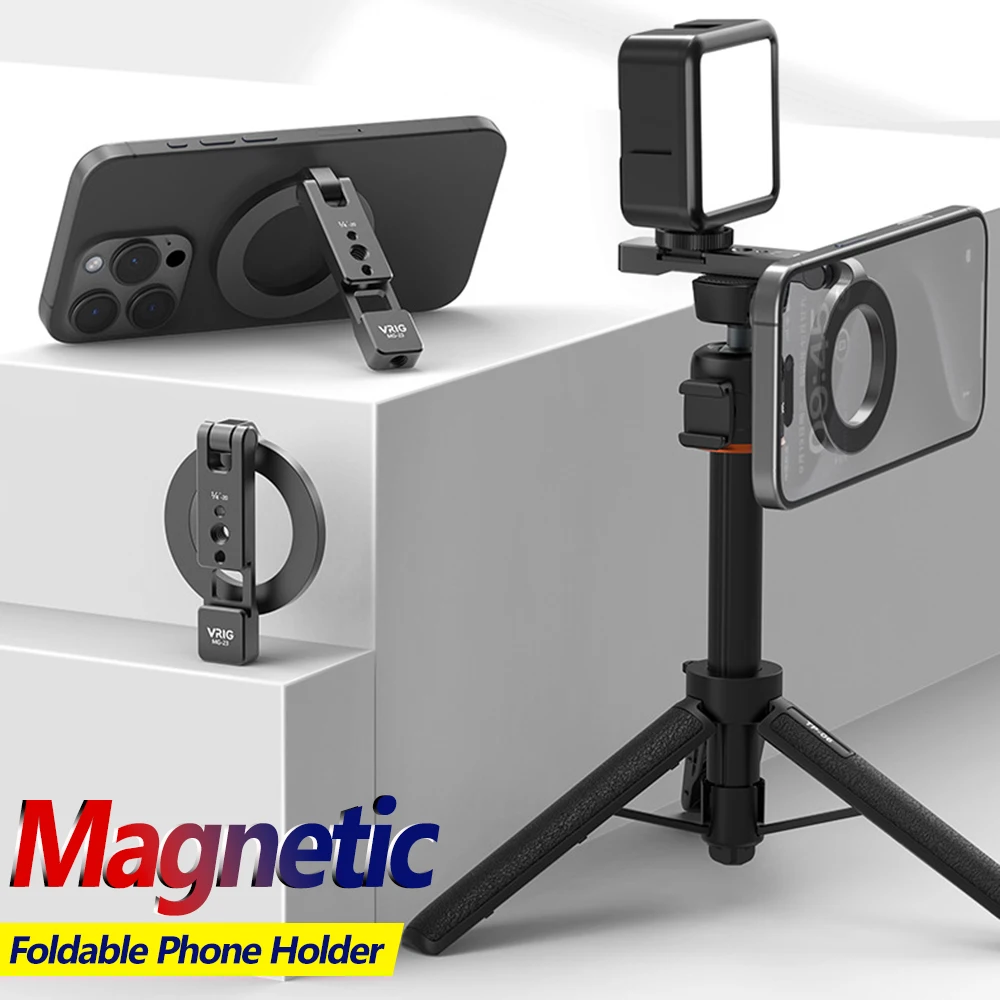 

Универсальный магнитный держатель для телефона, многофункциональный складной штатив для телефона с холодным башмаком 1/4 "-20 для IPhone Magsafe Samsung
