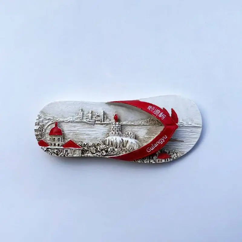 Red Gulangyu Island Slippers from Xiamen Fujian China Magnetic Fridge Magnets Cultural Creative High-Value Travel Souvenir