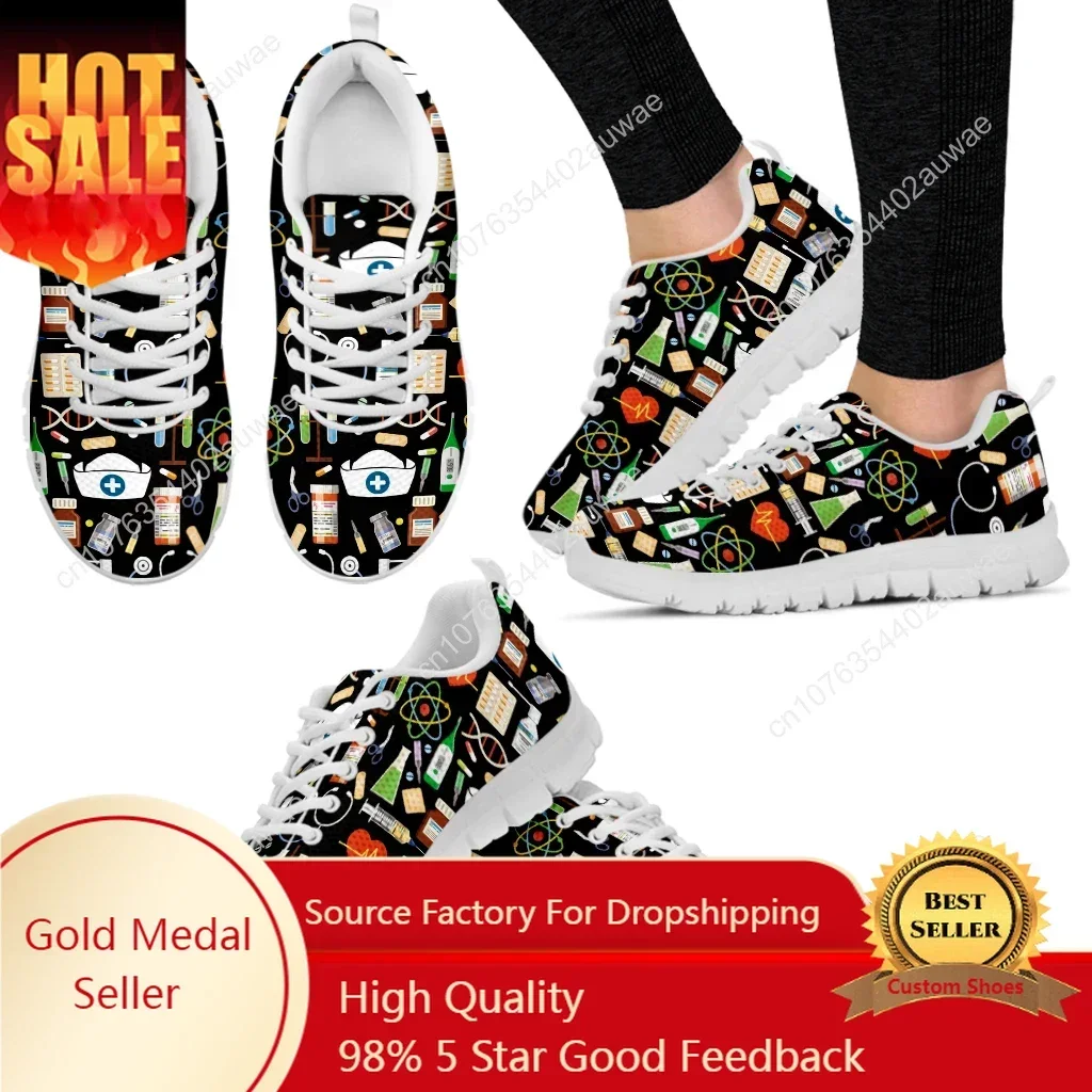 

Scarpe da allattamento bianche per donna pronto soccorso/scarpe da ginnastica comode stampate mediche scarpe stringate calzature