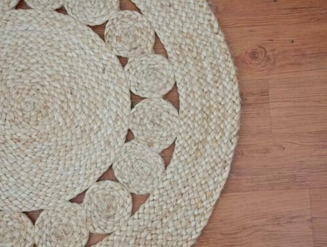 Rug Jute Natural Round 100% Handmade Reversible Braided Modern Rustic Look