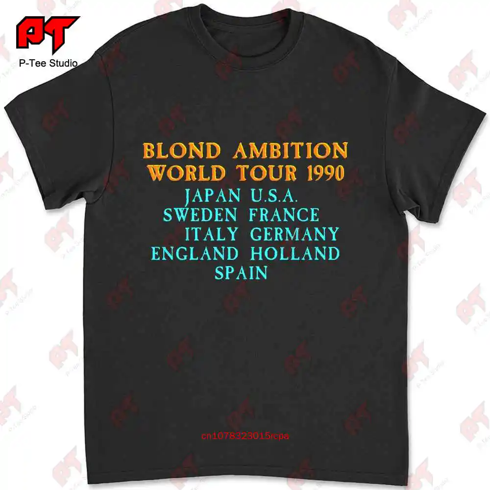 Vintage Madonna Blond Ambition World Tour T Shirt 1990 2018 Mens Lastest Fashion 5YIP