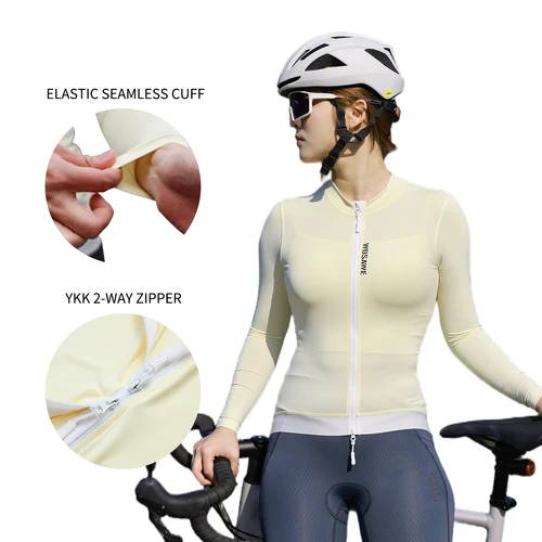 Imagen 2 del producto WOSAWE-Camiseta de ciclismo de manga larga para mujer, traje ajustado de manga larga para bicicleta de carretera, transpirable, para verano y primavera