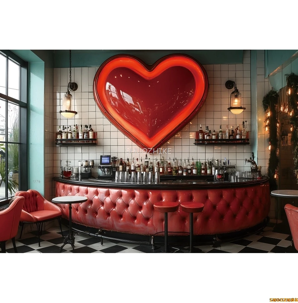 Фон для фотосъемки ко Дню святого Валентина, красный милый магазин газированных напитков, счетчик сердца любви, предложение для фотосессии, реквизит для фотостудии